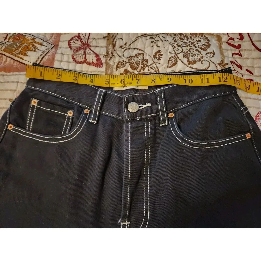 PACSUN Dad Fit Jeans Womens Black Denim High Rise Straight Leg Cotton Size‎ 25